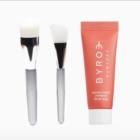 Byroe New York Golden Carrot 🥕 Overnight Relief Mask and Cosmedix brush duo NEW - Picture 1 of 11
